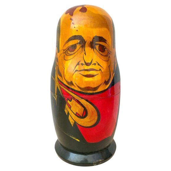 Russian Leaders Nesting Dolls USSR Set 5 Hand Painted Matryoshka Vintage - Picture 4 of 9